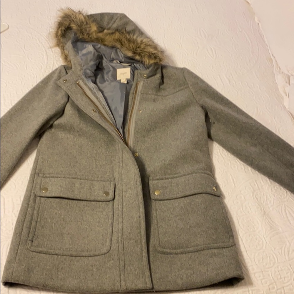 Grey winter Jacket with Fur Hood